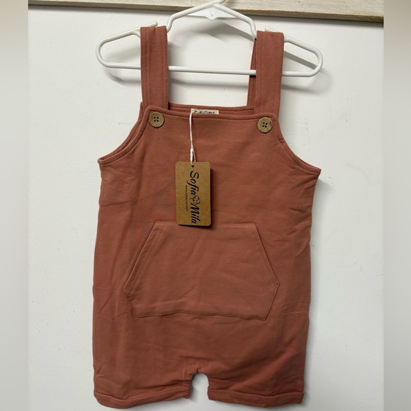 NWT Sofia Mila Organic Cotton Kids Rompers 4T - Cream and Rust - Picture 10 of 12